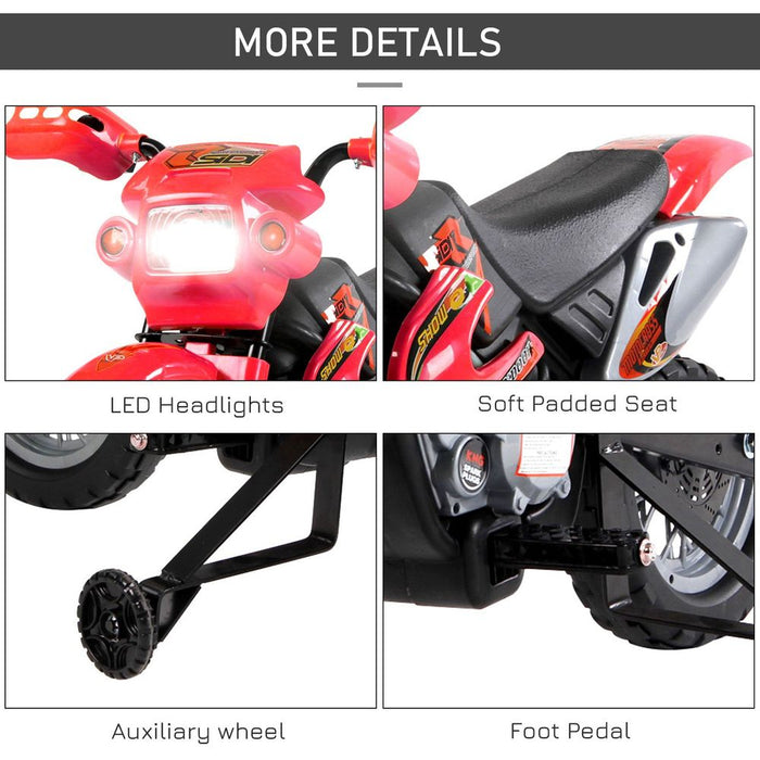 6V Kids Electric Motorbike Motorcycle Ride On for 3-6 Years Red HOMCOM Red