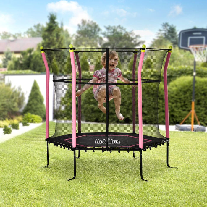 Premium 5.2FT Kids Trampoline - Enclosure & Indoor/Outdoor Use - 3-10 Years - Pink