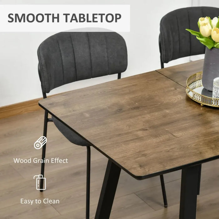 Extendable Dining Table Rectangular Wood Effect Tabletop with Metal Frame