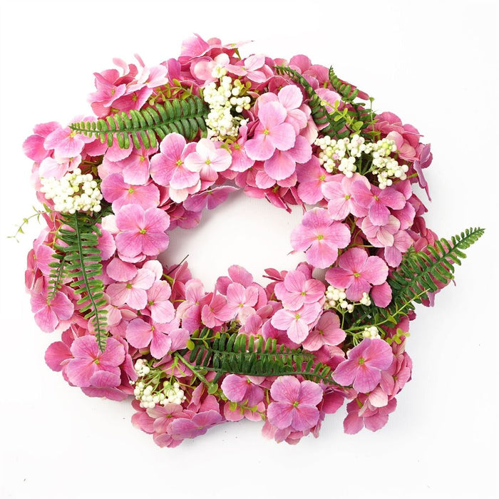 40cm Artificial Pink Floral Blossom Wreath