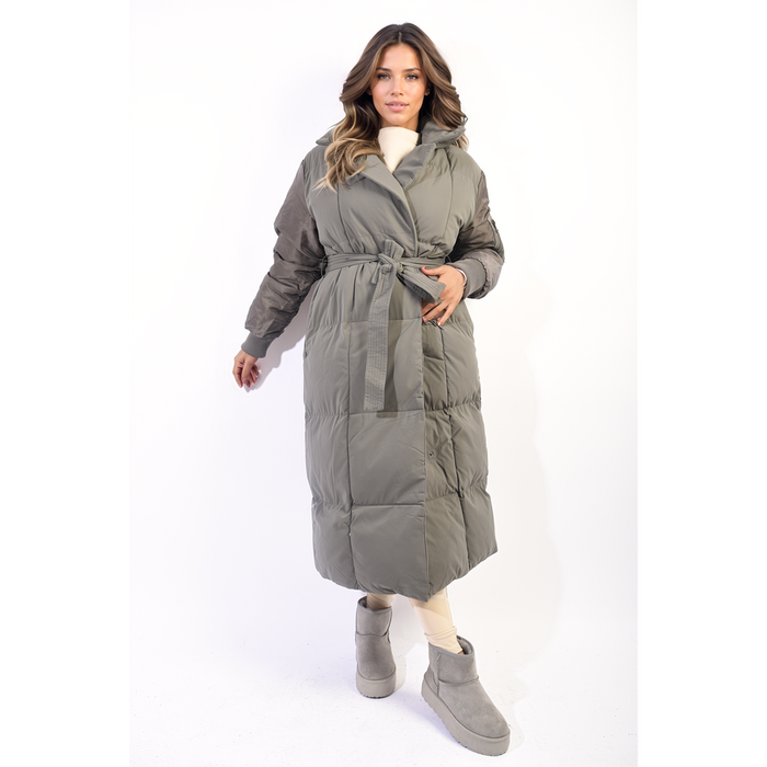 Natasha Long Belted Puffer Coat - Cozy & Stylish Winter Essential