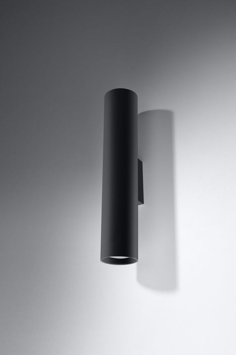 Modern Industrial Loft Wall Lamp: LAGOS 2 Black Round Tube LED GU10