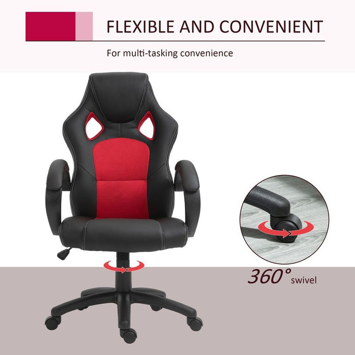 High-Quality Executive Racing Gaming Office Chair | Adjustable Height | 360° Swivel | PU Leather | Black