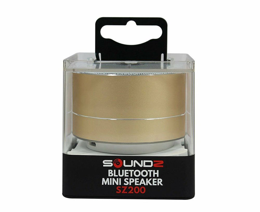 Soundz Bluetooth Mini Speaker SZ200 - Gold - Portable, Stylish Design, High-Quality Sound, 5 Hours Playback - Compatible with All Devices