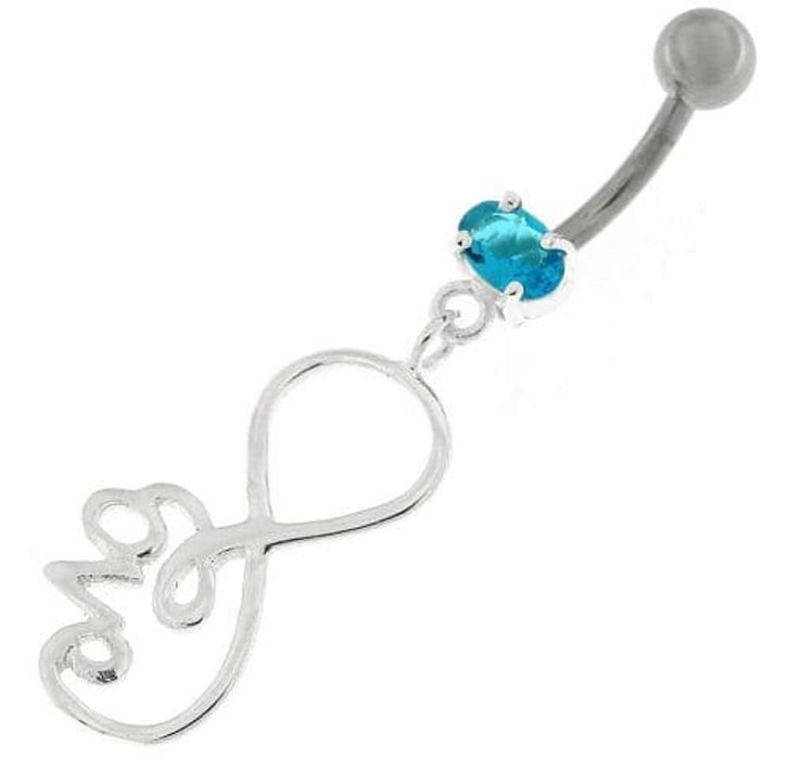 Infinity Love 925 Sterling Silver Belly Button Piercing