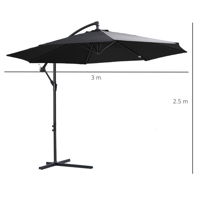 Outsunny 3m Cantilever Garden Parasol with Crank & Base - Extend Patio Time with Style