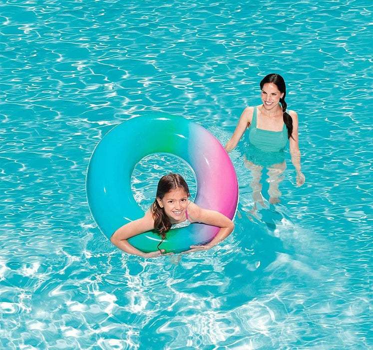 Bestway Inflatable Rainbow Swim Ring Summer Kids Beach Pool Fun Water Float 36"