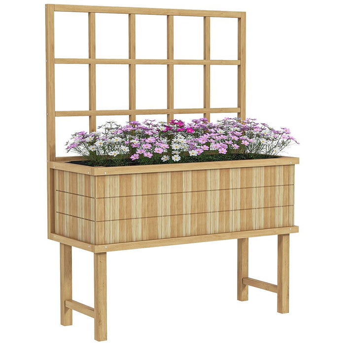 Premium Wooden Raised Planter w/ Trellis | Drain Holes | High-Quality Elevated Garden Bed