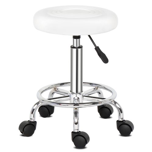 Round Stool with Lines Rotation Bar Stool White