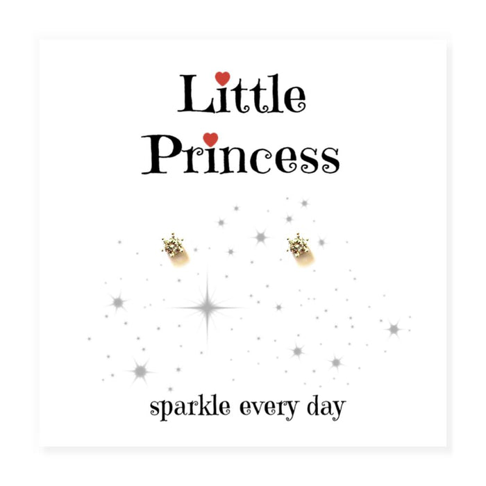 Sparkling Sterling Silver Little Princess Stud Earrings & Message Card