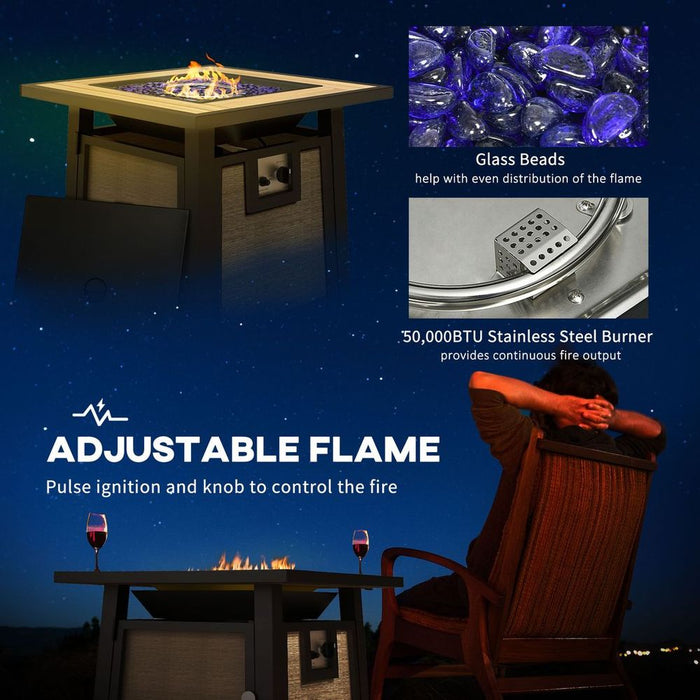 Premium Outsunny Gas Fire Pit Table - 50,000 BTU Burner, Cover, Glass Beads, Brown. Bring warmth & rustic charm to your outdoor space!