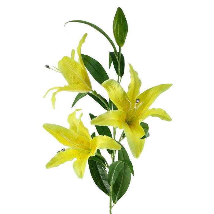 Set of 6 x 100cm Large Yellow Lily Stems - 18 Flowers