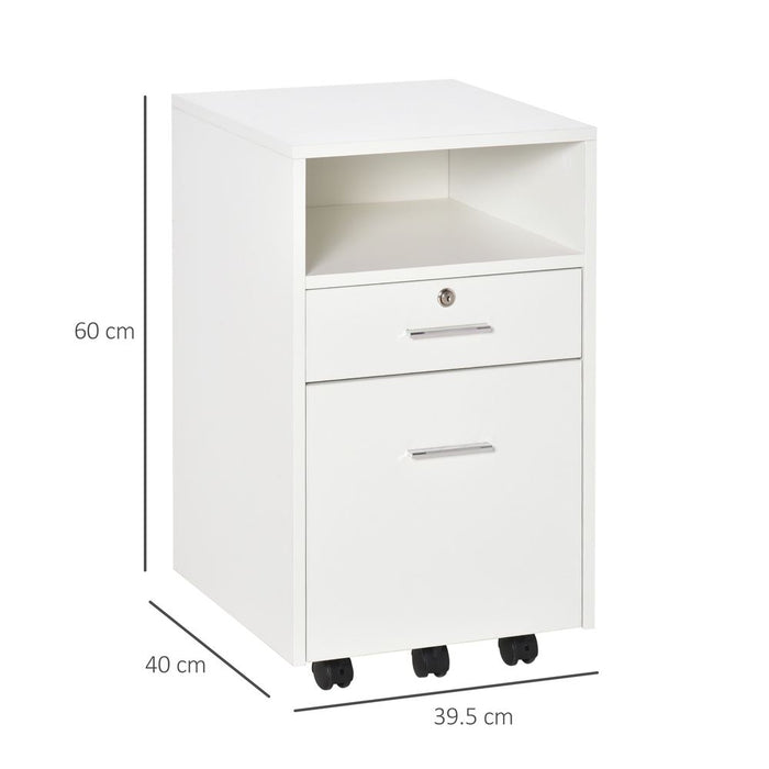 Vinsetto Mobile File Cabinet Lockable Storage Unit Cupboard for A4 Letter Home Filing Furniture for Office, Bedroom and Living Room, 39x40x65cm, White