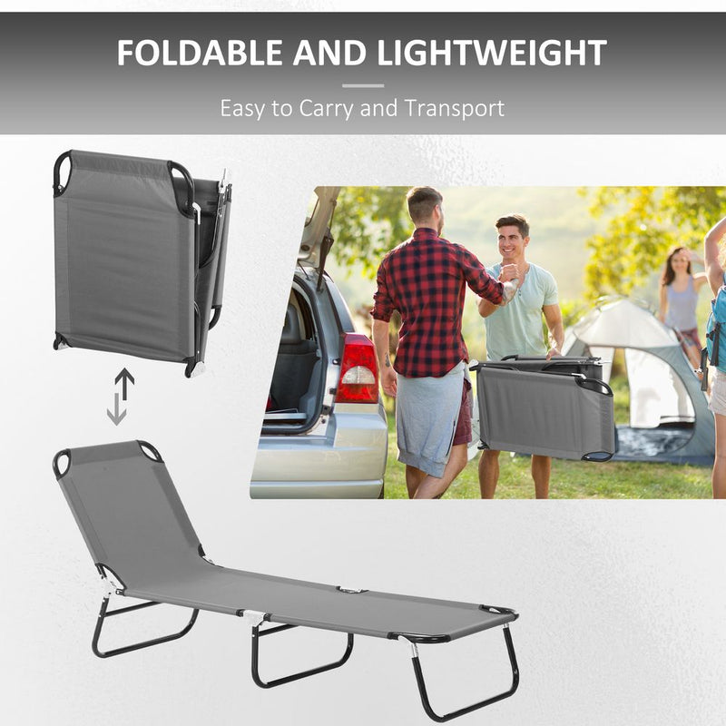 Ultimate Comfort Lounge Chair: 5-Level Adjustable Backrest, Reinforced Metal Frame, Grey