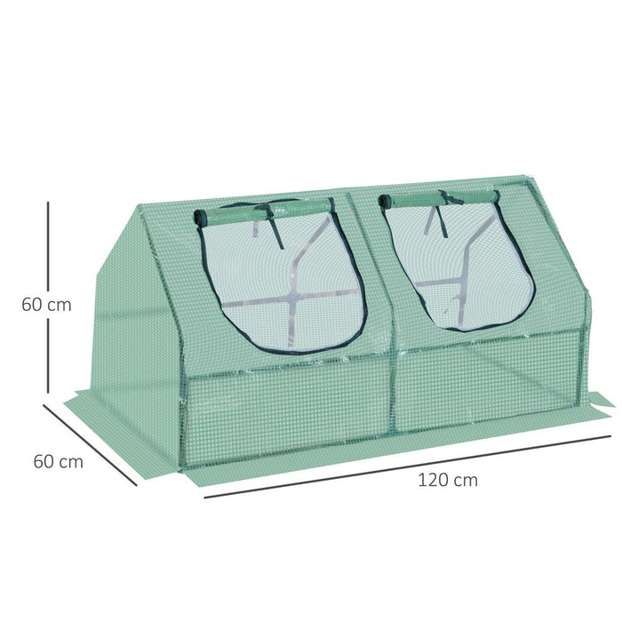 Mini Greenhouse With 2 Windows, Plant Flower Herbs Growing 120cmx60cmx60cm