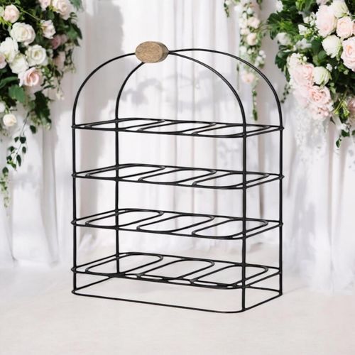 25" CAST IRON BLACK 12 BOTTLE WINE RACK