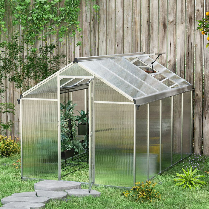 Premium Outsunny 10x6ft Aluminium Greenhouse with Door, Window & Galvanised Base - High-Quality PC Panel