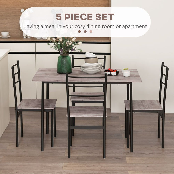 HOMCOM 5 Piece Dining Table and Chairs Set, Space Saving Table and 4 Chairs