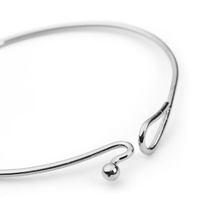 Gold Hoop Bangle - 6026" - Sterling Silver Plated Cuff for Women, Perfect Gift, 18cm Diameter, Free Gift Box