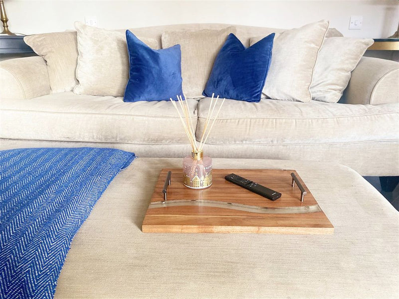 Premium Acacia Wood Tray | Elegant Design with Handles