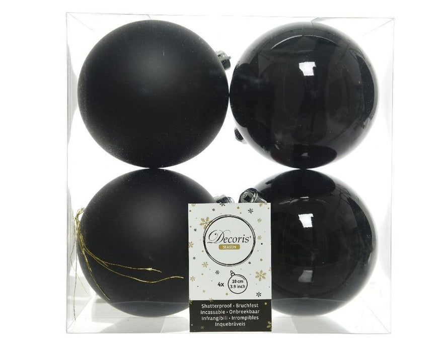 Shatterproof Black Bauble 10cm Pack of 4 - Christmas