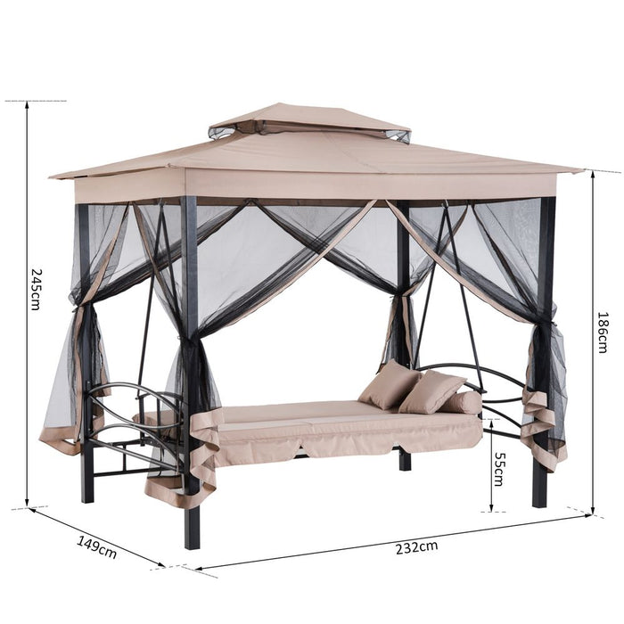 3 Seater Outdoor Swing Chair Bed with Nettings - Convertible & Comfortable!