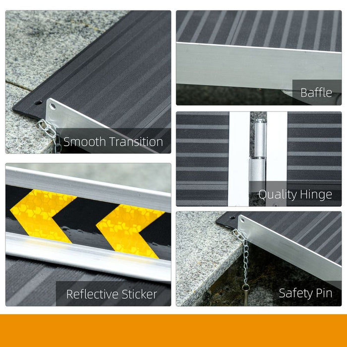 Folding Aluminium Wheelchair Ramp - 272KG Capacity - Non-slip Surface - Home & Mobility Solution