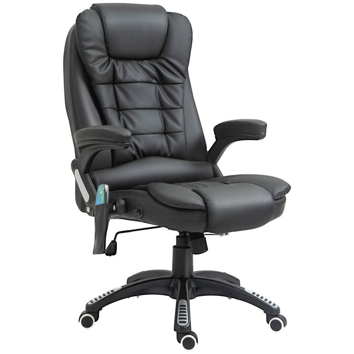 Executive Office Chair with Massage and Heat PU Leather Reclining Chair, Black