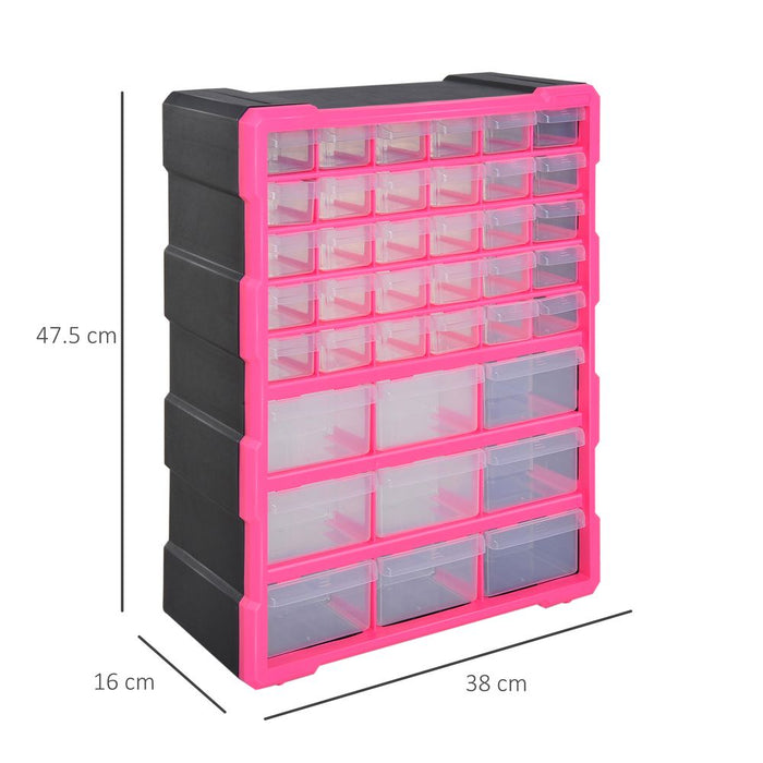 DURHAND 39 Drawer Cabinets, 47.5H cm, Plastic-Rose