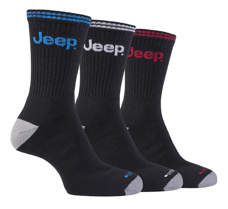 Premium Quality Jeep 3-Pack Basic Sports Socks - Ideal for Active Outdoor Enthusiasts - Sizes 6-11 UK - Black and White