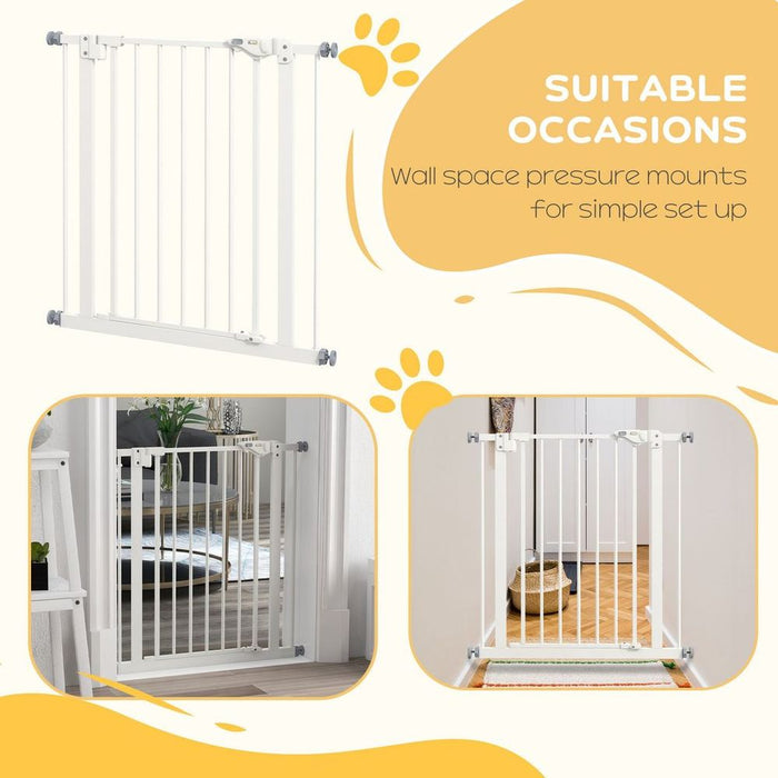 PawHut Adjustable Safety Gate - Keep Pets Safe & Secure, Easy Assembly, White