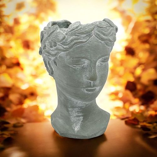 26CM GREY CEMENT BUST POT
