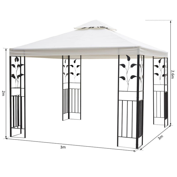 Outsunny 3x3 Cream Garden Gazebo - Vented Roof, Metal Frame, High Quality