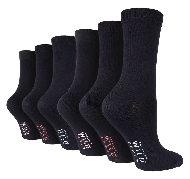 Wildfeet - Ladies 6 Pair Value Pack Bamboo Socks with Foot Patterns