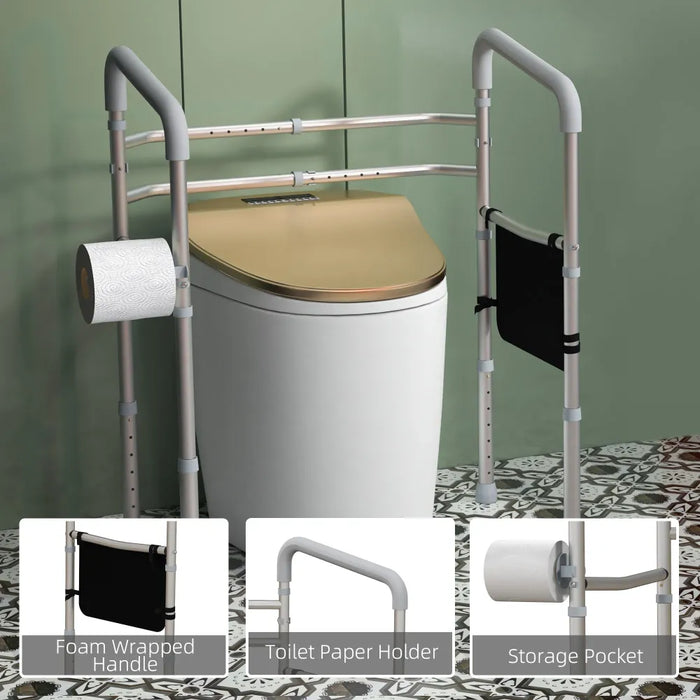 Premium HOMCOM Toilet Safety Frame w/ Adjustable Height & Rubber Tips - Ideal for Seniors, Handicapped