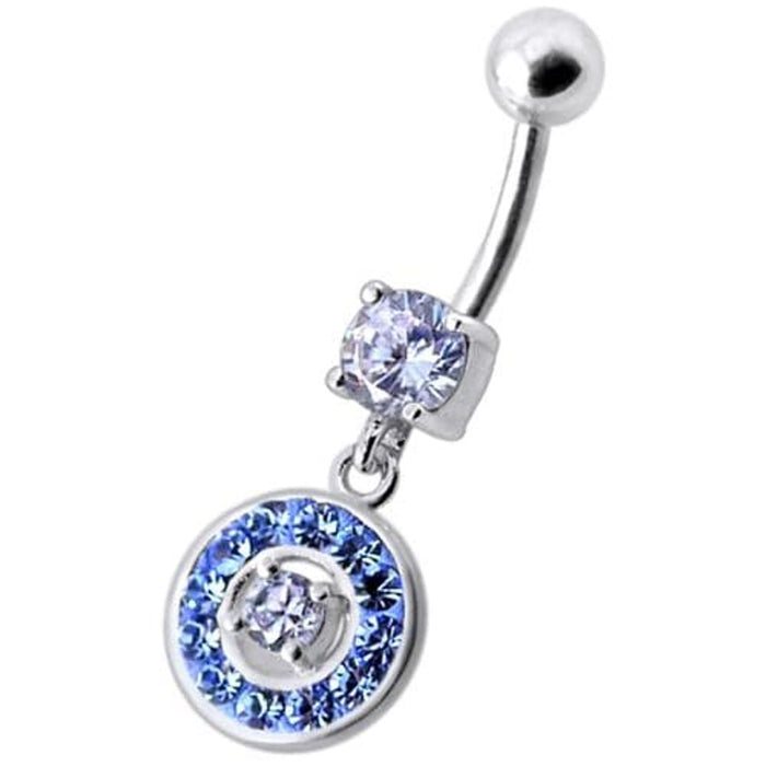 Fancy Round Multi Stone Studded Jeweled Dangling Belly Body Ring