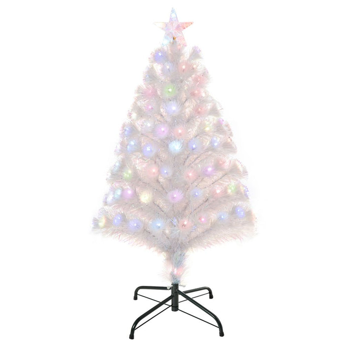 3FT Pre-Lit Artificial Christmas Tree w/ Fibre Optic LED Lights Xmas White