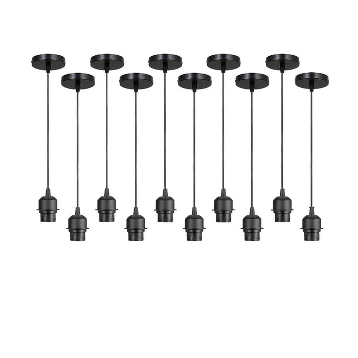 10 Pack Industrial Black Pendant Light, Lampshade Addable E27 Lamp Holder