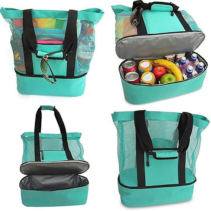 Waterproof Beach Bag with Cooler Compartment - Beach Bags Waterproof Sandproof for Women, Pool Bag & Beach Tote Bag Light Green