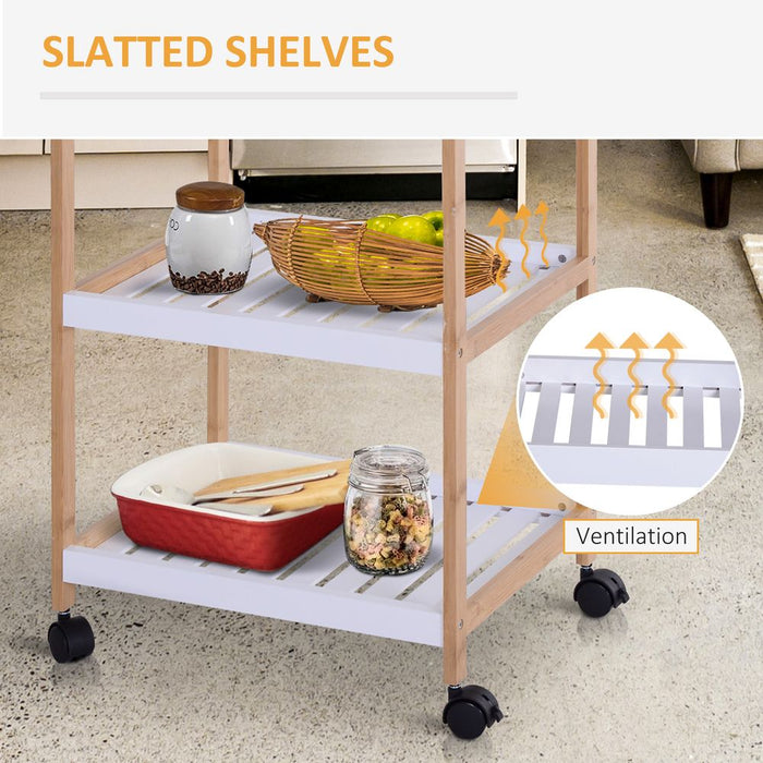 Premium Kitchen Trolley, Bamboo/MDF, 74.5H cm