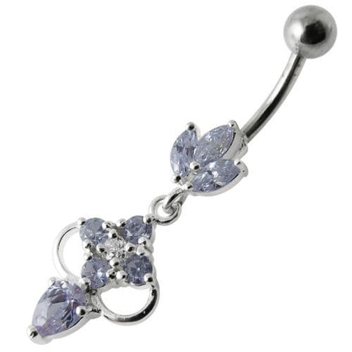 Fancy Jeweled Dangling Body Piercing Banana Bar Navel Ring