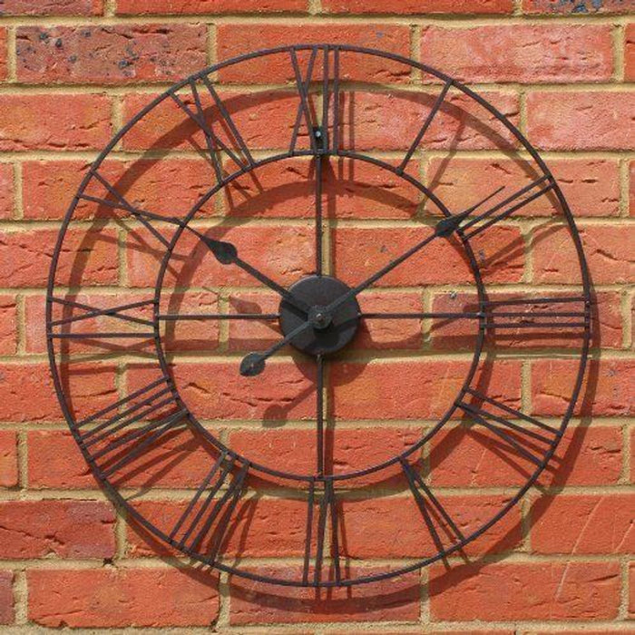 40CM Roman Metal Clock White: Stunning Vintage Wall Clock with Distressed Frame & Metal Numerals - AAA Battery Operated