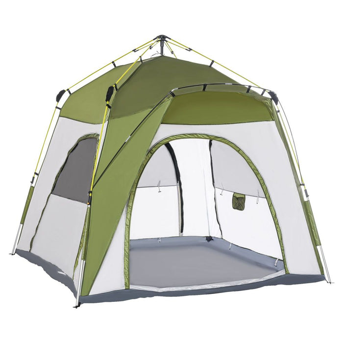 Outsunny 4 Man Pop Up Tent - Automatic Camping Dome Shelter - Lightweight & Spacious