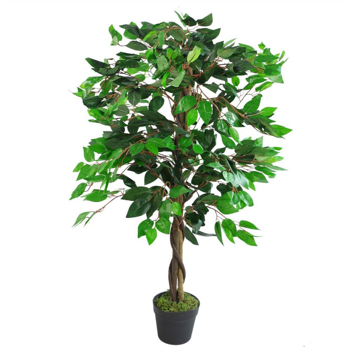 110cm Large Artificial Ficus Tree - Realistic & Bushy Design - Perfect for Hallways & Large Spaces - High Quality & Easy to Shape