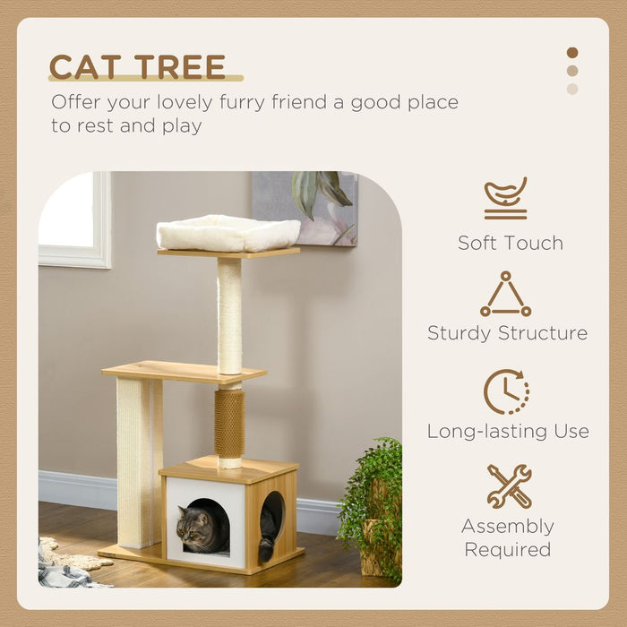 PawHut 114cm Cat Tree - Indoor Cats Scratching Posts, Cat House, Cat Bed. High-Quality & Durable!