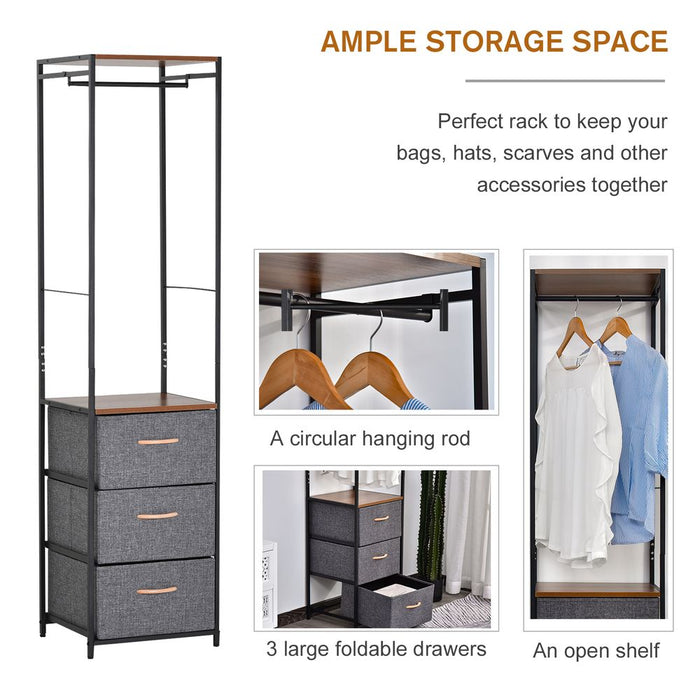 Versatile Hallway Coat Rack w/ Shelves, Hanger & Drawers - Quality Storage Solution