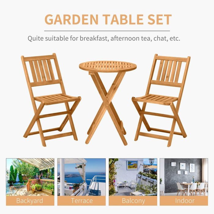 Premium Outsunny 3-Piece Patio Bistro Set: Folding Table & Chairs for Outdoor Dining