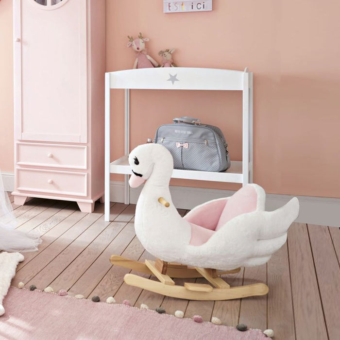 Premium Kids Swan Ride-On Toy | Toddler Rocking Horse w/ Music Seat HOMCOM