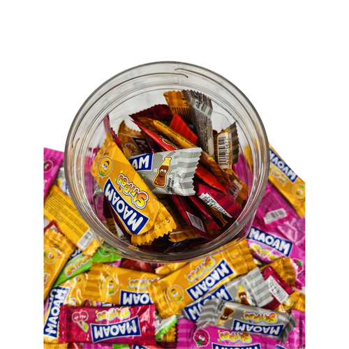 Simway Sweets Jar 535g - Maoam Stripes Mini Bars Mix - Individually Wrapped Sweets - Approximately 60 Pieces
