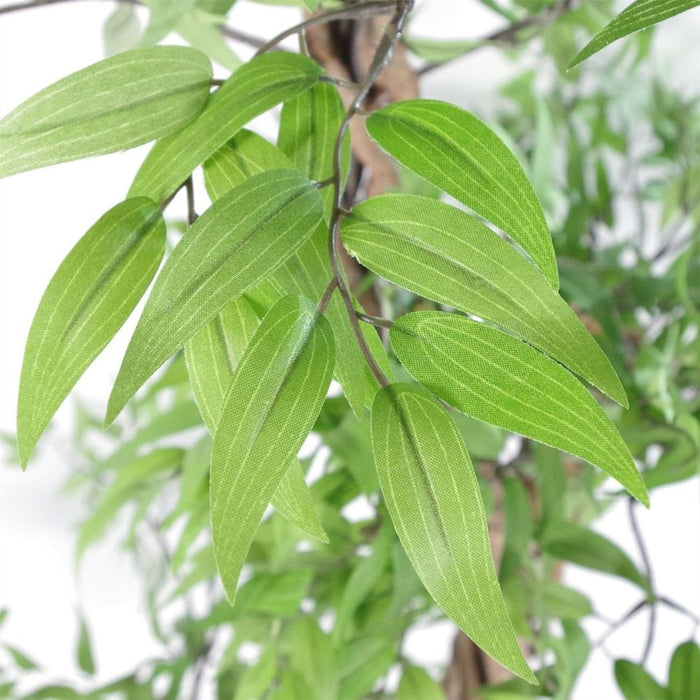 140cm Realistic Japanese Ficus Tree + Gold Metal Planter: Premium Quality, Natural Trunk, Lifelike Leaves. Perfect for Any Space!